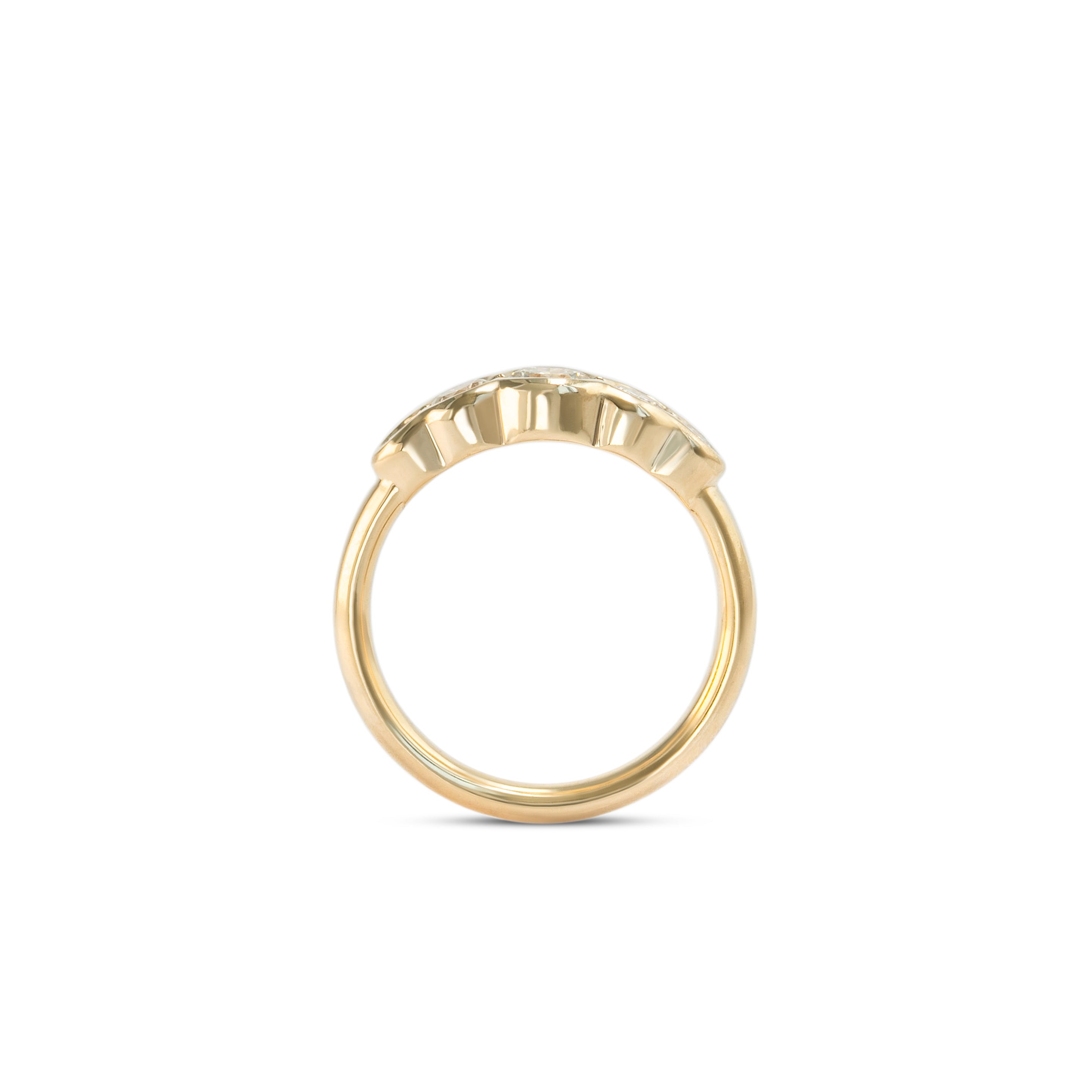 Side profile view of Clay 5 Ring Round Natural Diamond 0.35ct by Goldpoint Jewelry