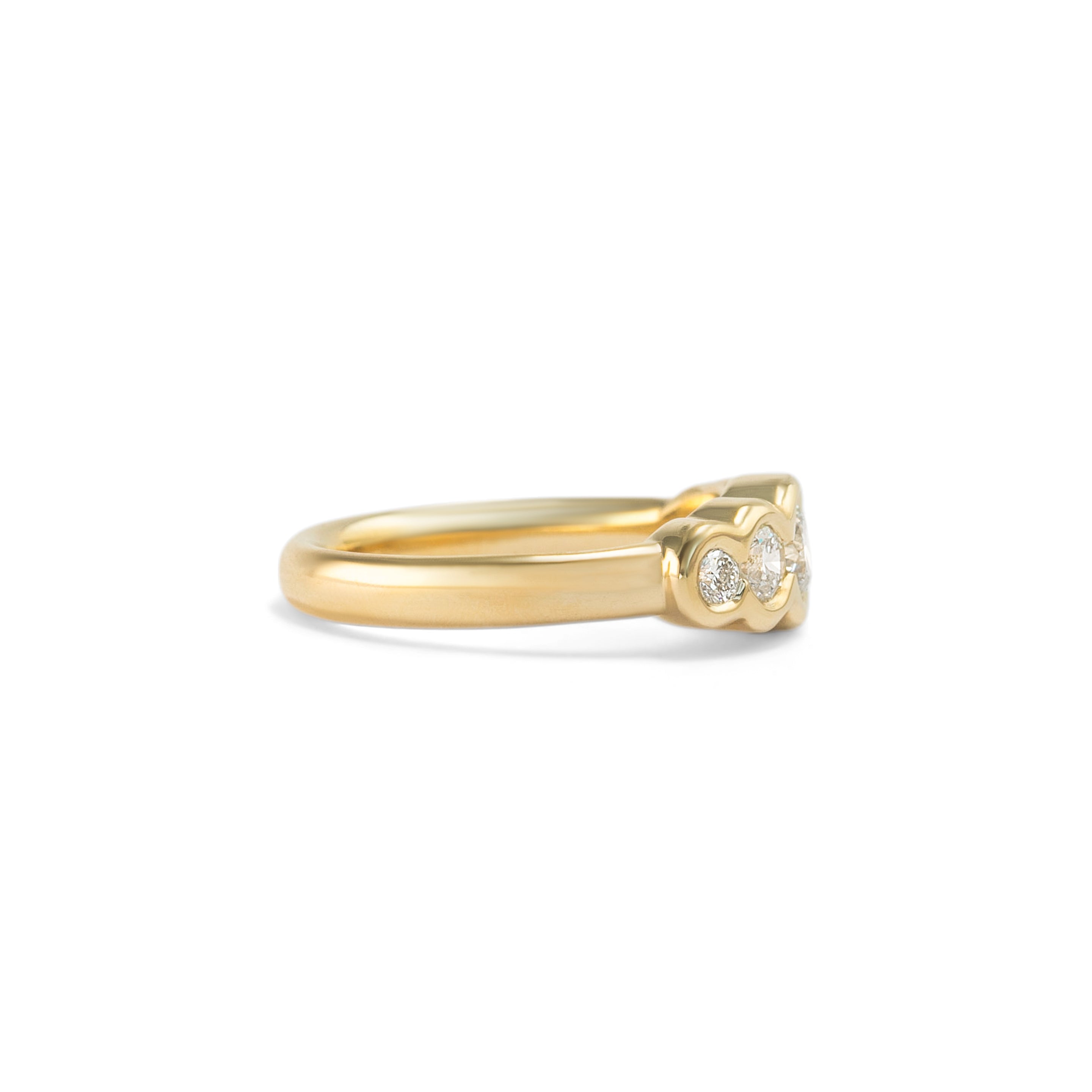 Side view of Clay 5 Ring Round Natural Diamond 0.35ct by Goldpoint Jewelry