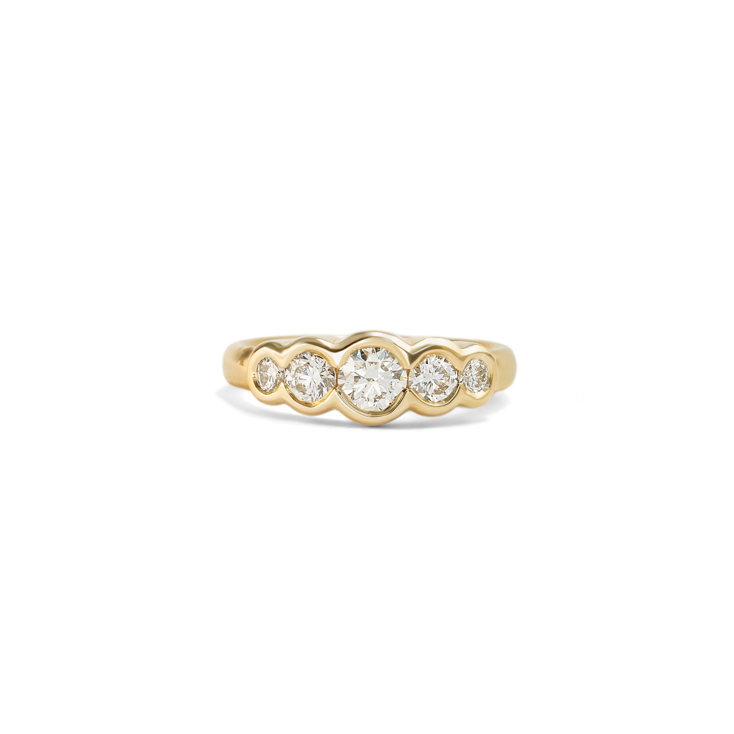 Front view of Clay 5 Ring Round Natural Diamond 0.35ct by Goldpoint Jewelry