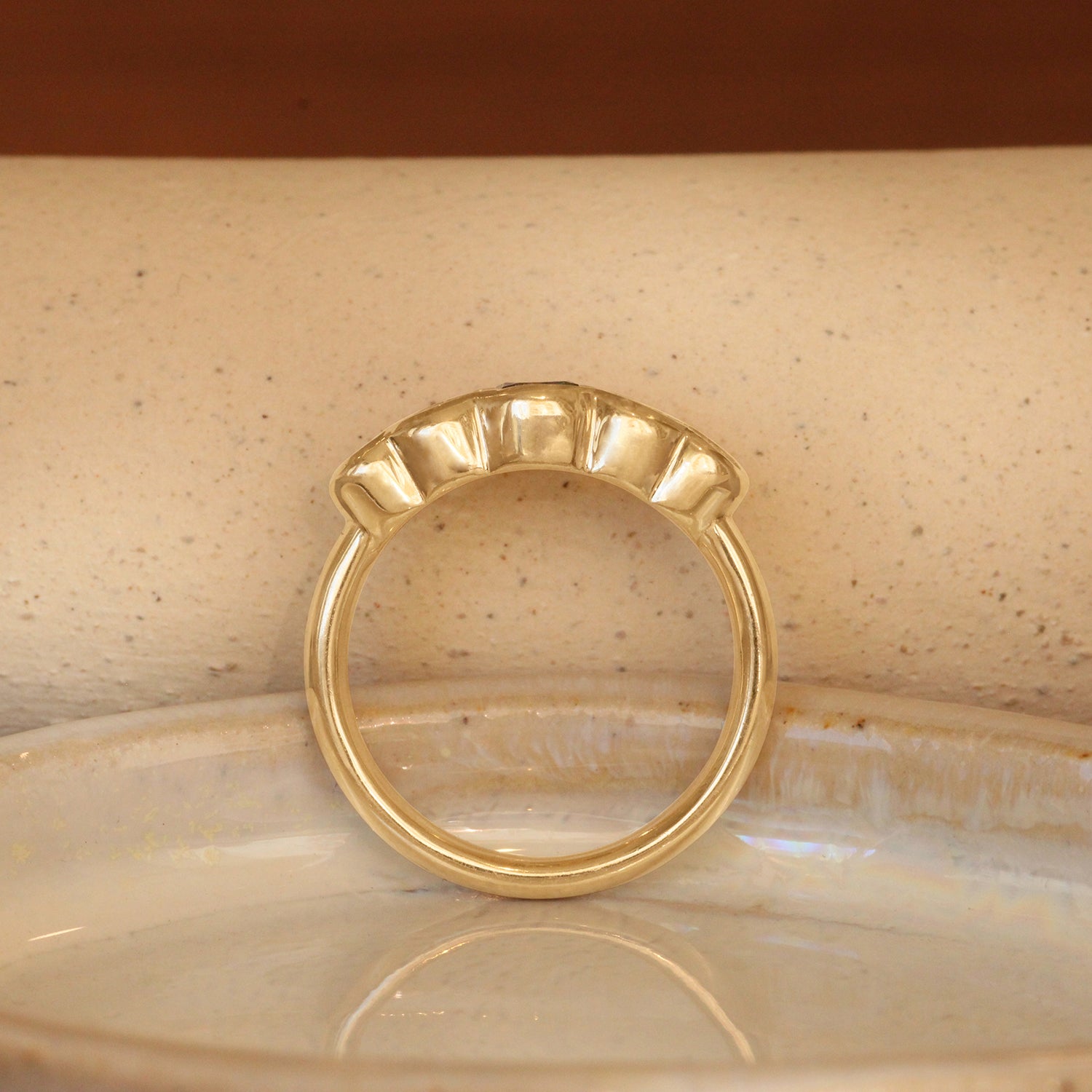 Lifestyle side profile view of Clay 5 Ring Round Sapphires  0.4ct by Goldpoint