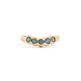 Front view of Cloud 5 Band Curve / Round Sapphires / in Yellow Gold by Goldpoint Jewelry