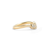 Side view of Cloud 5 Band Curve / Round Natural Champagne Diamonds / in 14k Yellow Gold by Goldpoint Jewelry