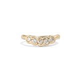 Front view of Cloud 5 Band Curve / Round Natural Champagne Diamonds / in 14k Yellow Gold by Goldpoint Jewelry