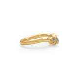 Side view of Cloud 5 Band Curve / Round Natural Champagne Diamonds / in 14k Yellow Gold by Goldpoint Jewelry