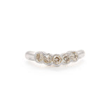 Front view of Cloud 5 Band Curve / Round Natural Champagne Diamonds / in Platinum by Goldpoint Jewelry