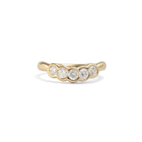 Front view of Cloud 5 Band Curve / Round Diamonds / in 14k Yellow Gold by Goldpoint Jewelry