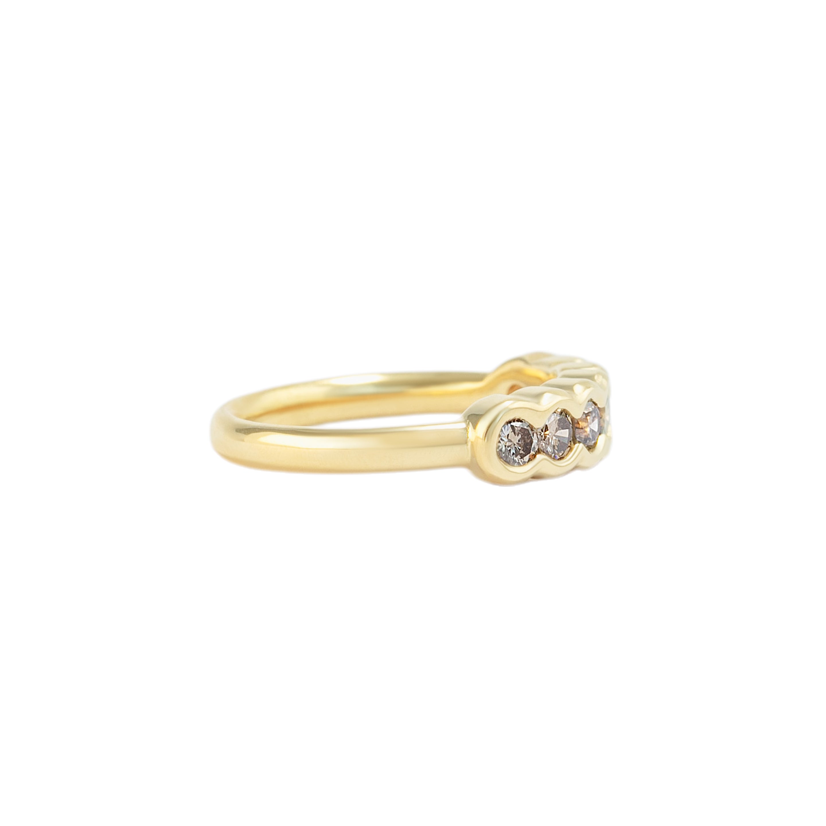Side view of Cloud 7 Band / Round Champagne Diamonds by Goldpoint Jewelry