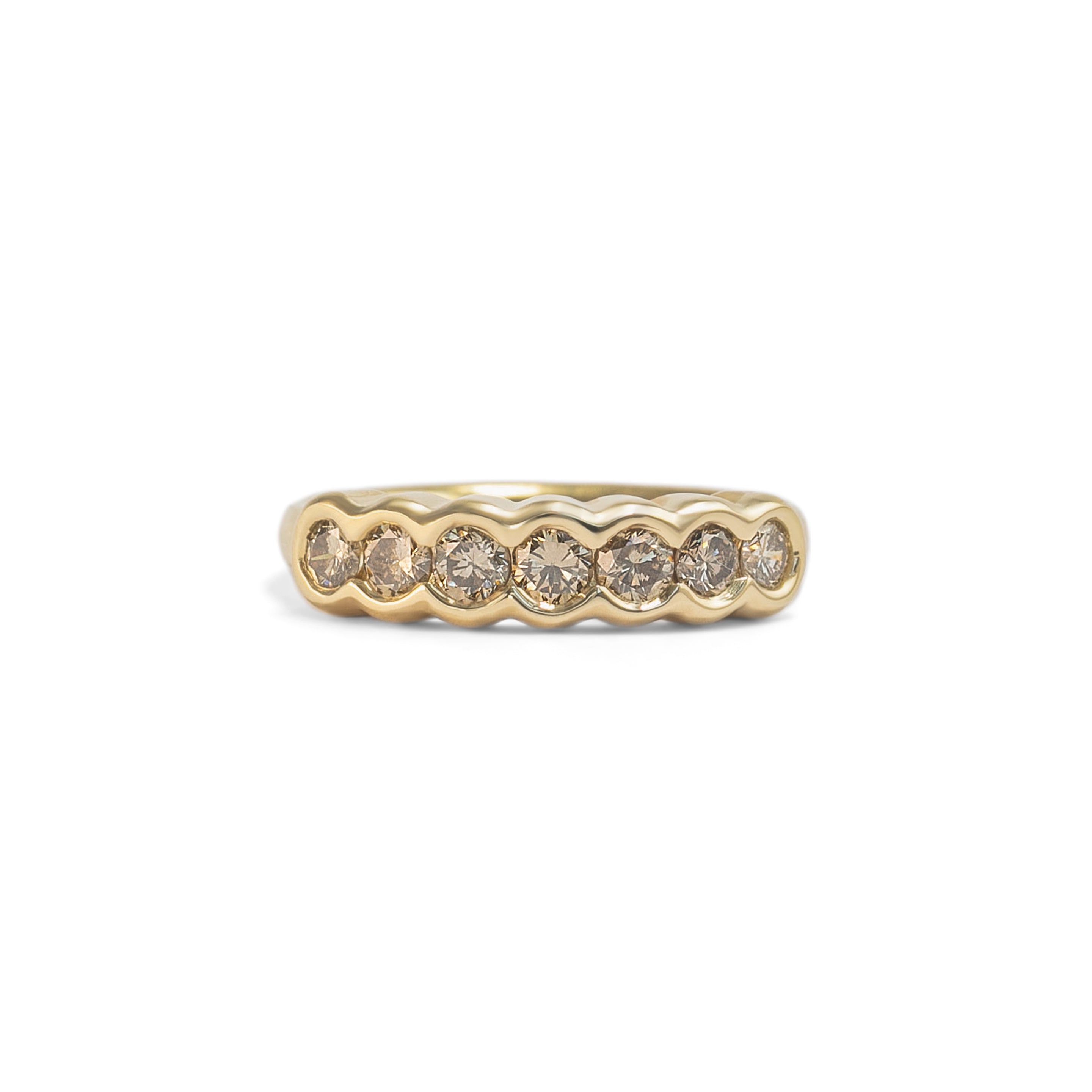 Front view of Cloud 7 Band / Round Champagne Diamonds by Goldpoint Jewelry