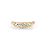 Front view of Cloud 5 Band Curve / Round Sapphires / in 14k Yellow Gold by Goldpoint Jewelry