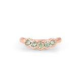 Front view of Cloud 5 Band Curve / Round Sapphires / in 18k Rose Gold by Goldpoint Jewelry