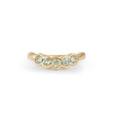 Front view of Cloud 5 Band Curve  Round Sapphires in 18k yellow gold