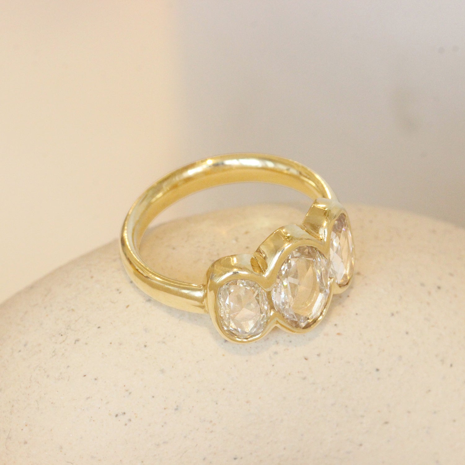 Side lifestyle view of Clay 3 Ring Oval Natural Diamond 1.08ct by Goldpoint