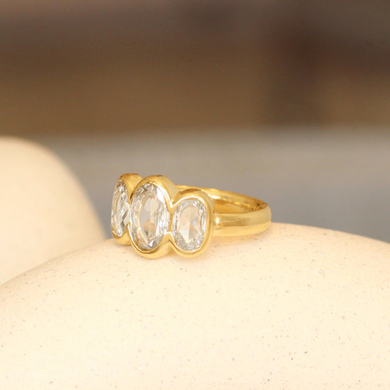 Lifestyle side shot of Cloud Ring / Oval Rose Cut Diamonds
