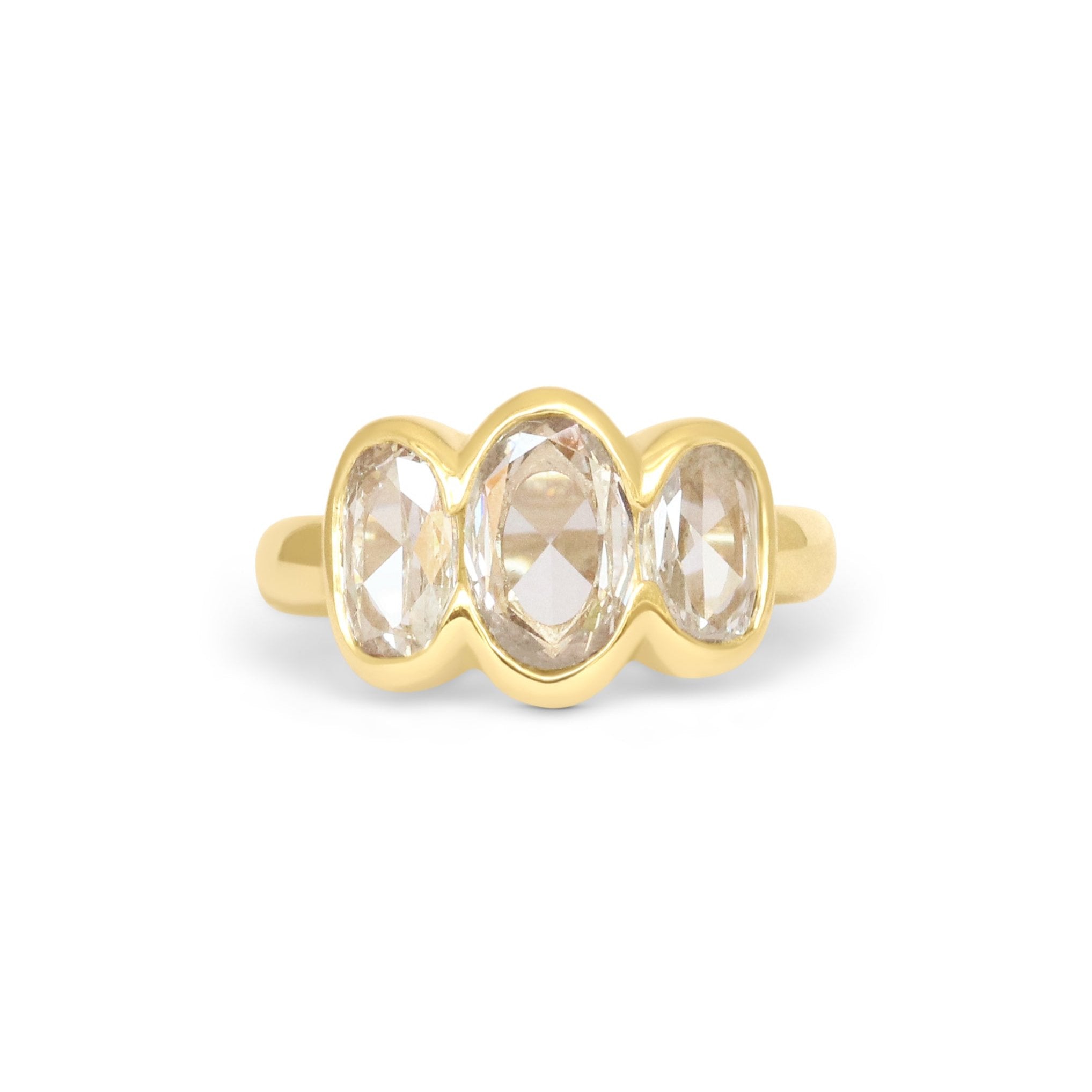 Front view of Clay 3 Ring Oval Natural Diamond 1.08ct by Goldpoint