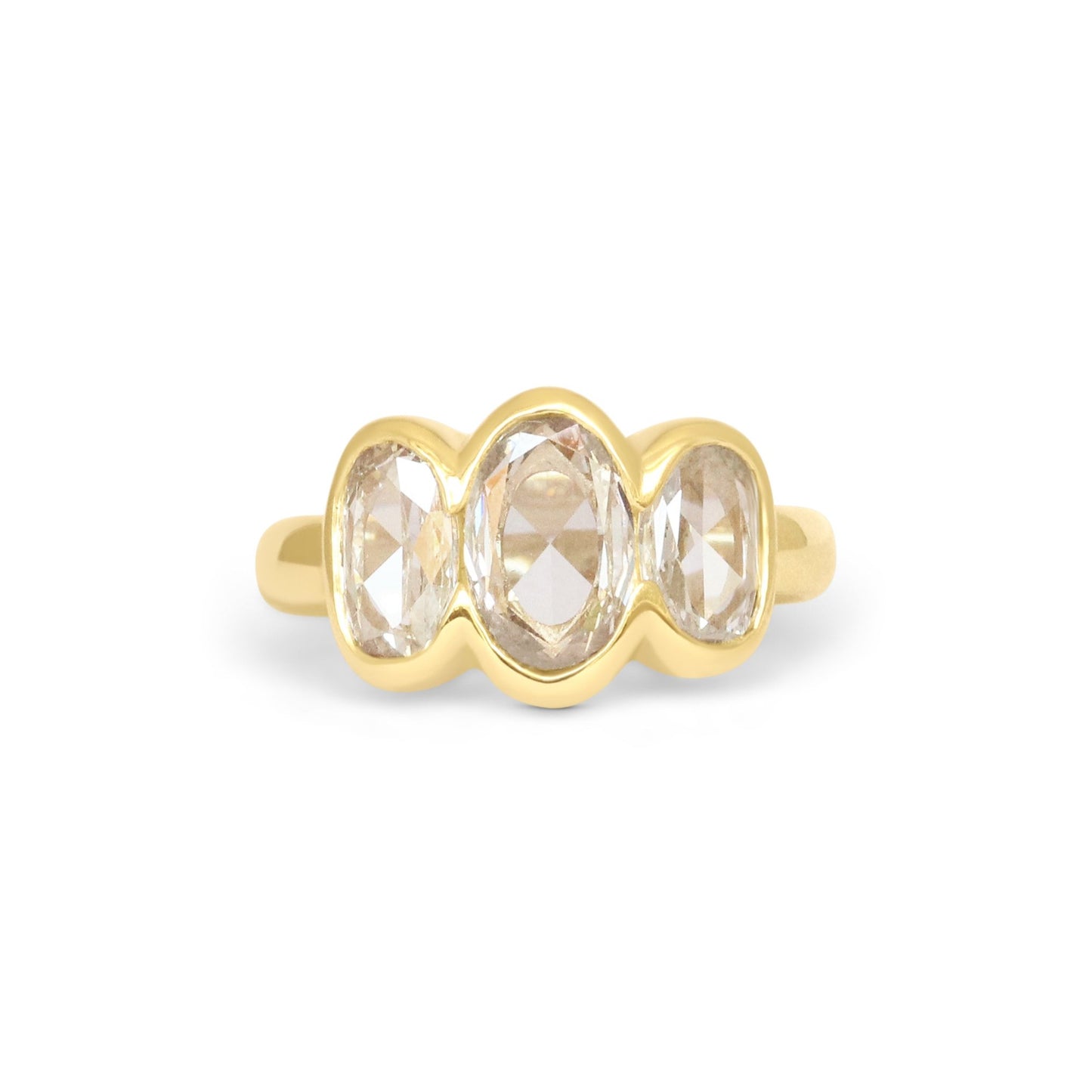 Front view of Clay 3 Ring Oval Natural Diamond 1.08ct by Goldpoint