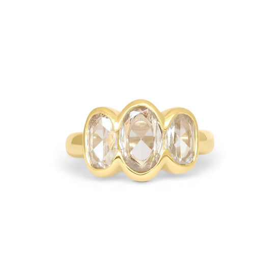 Front view of Clay 3 Ring Oval Natural Diamond 1.08ct by Goldpoint
