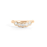 Front view of Cloud 5 Band Curve / Round Natural Diamonds / in 14k Yellow Gold by Goldpoint Jewelry