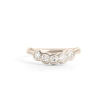 Front view of Cloud 5 Band Curve / Round Natural Diamonds / in 18k White Gold by Goldpoint Jewelry