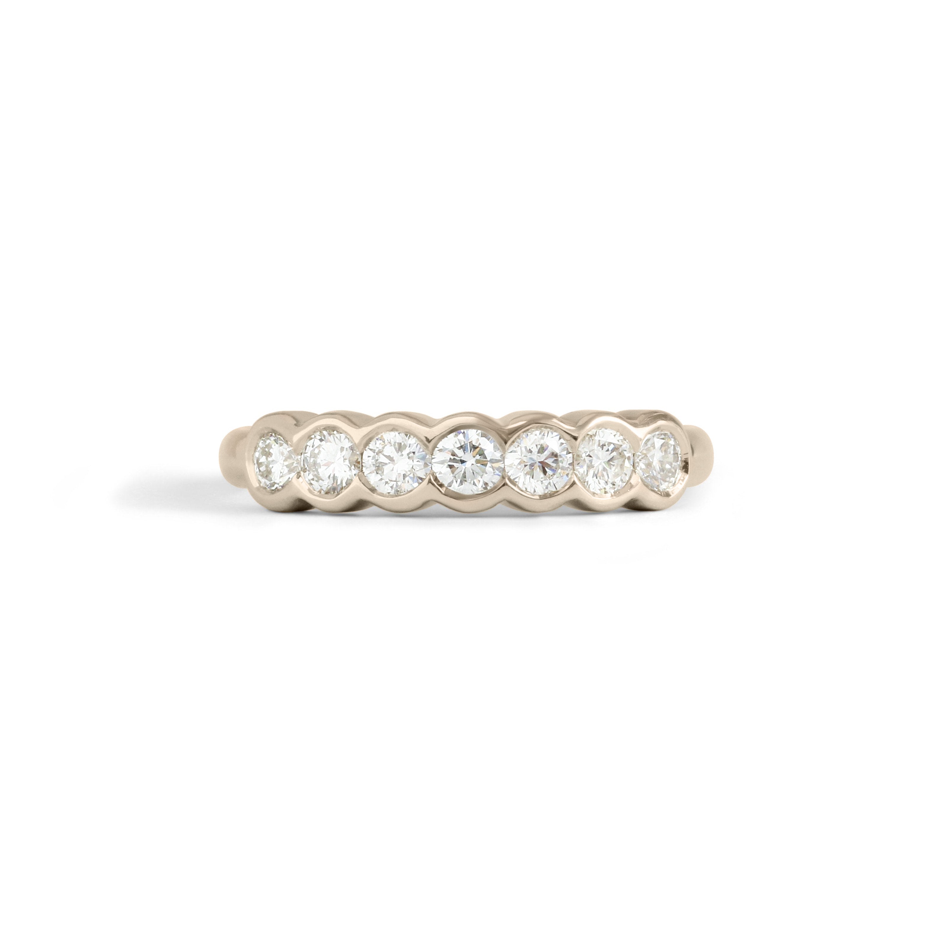 Front view of Cloud 7 Band / Round Natural Diamonds / in 14k White Gold by Goldpoint Jewelry