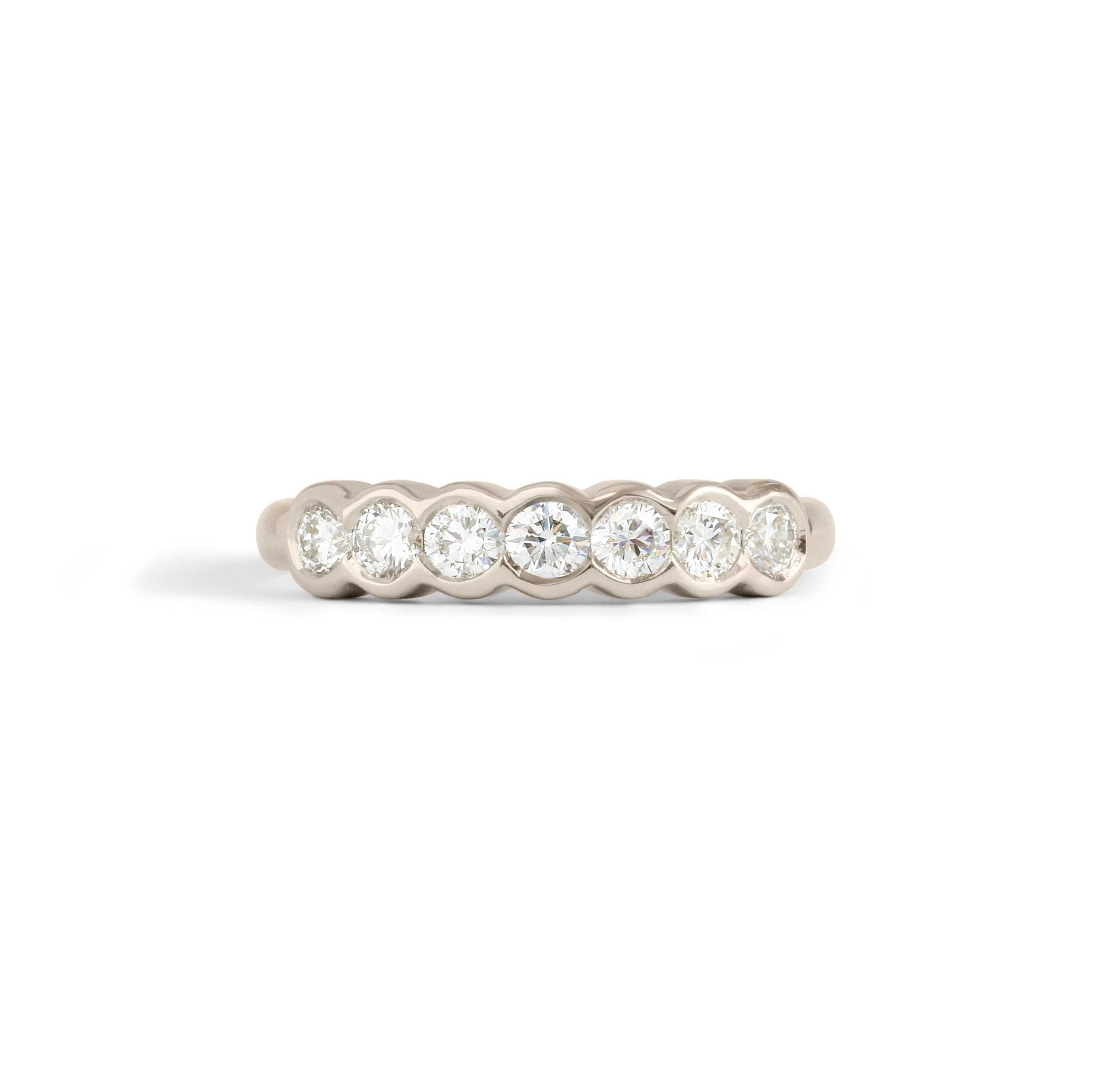 Front view of Cloud 7 Band / Round Lab Diamonds / in 18k White Gold by Goldpoint Jewelry