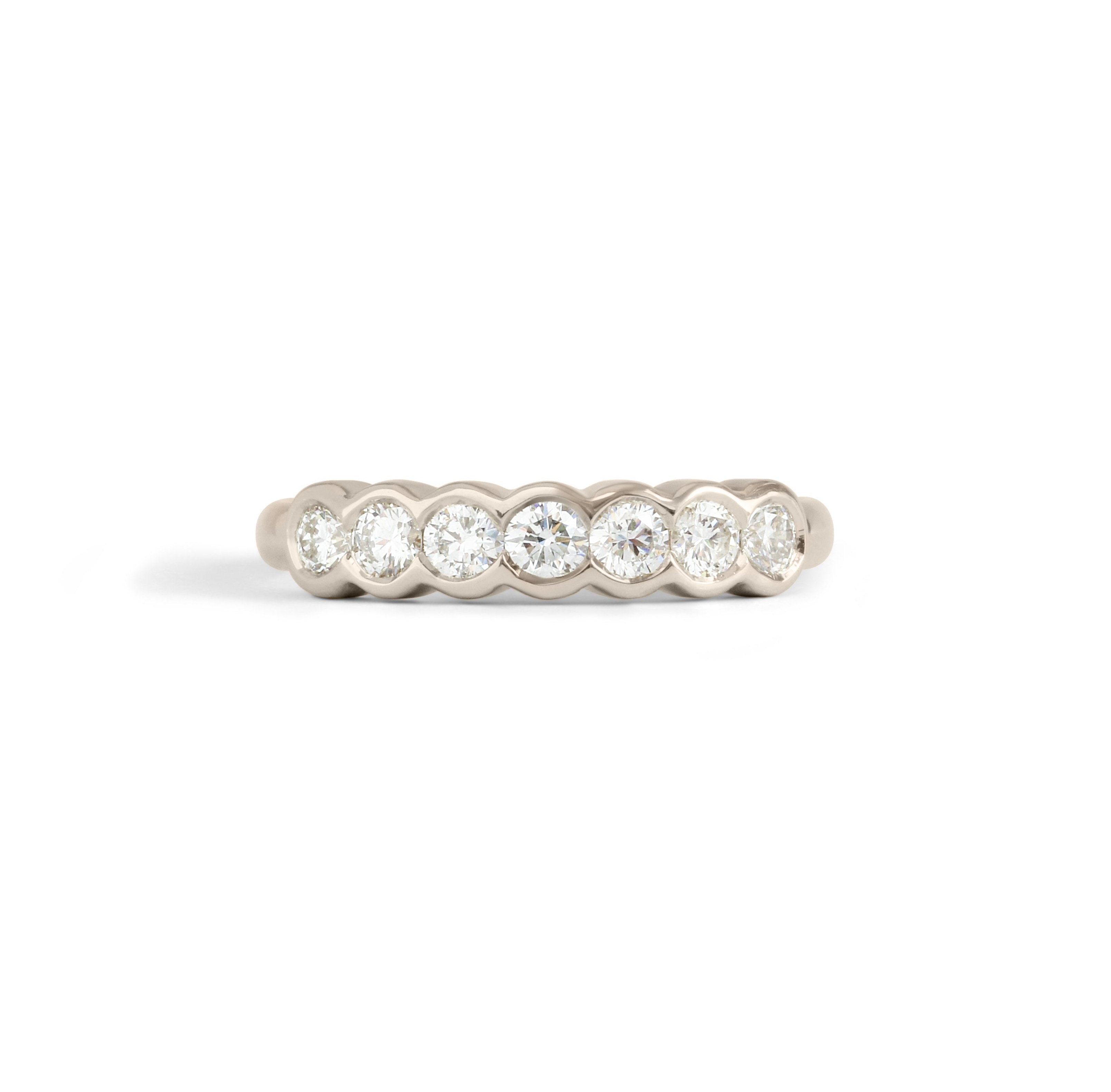 Front view of Cloud 7 Band / Round Lab Diamonds / in 18k White Gold by Goldpoint Jewelry