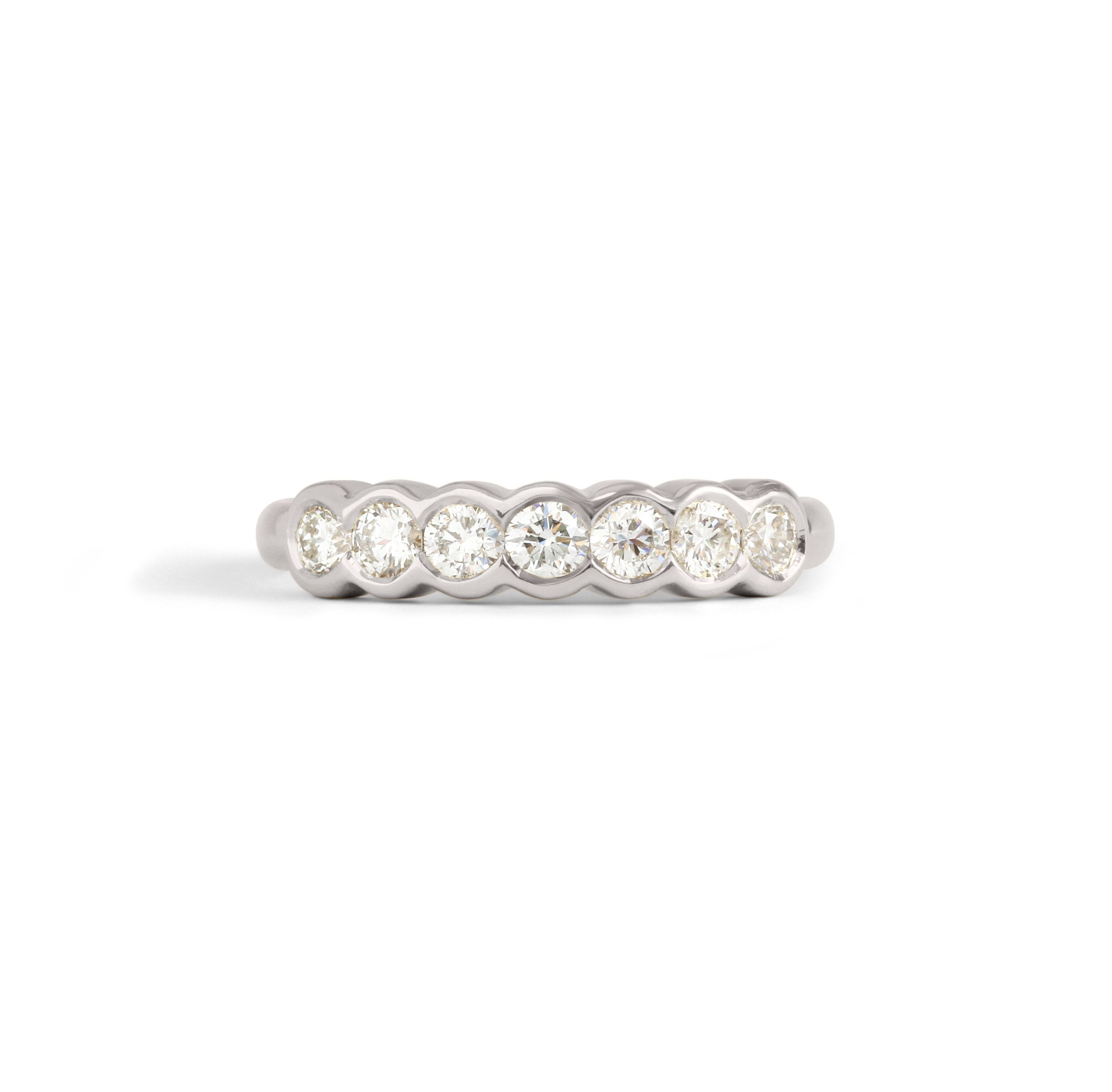 Front view of Cloud 7 Band / Round Natural Diamonds / in Platinum by Goldpoint Jewelry