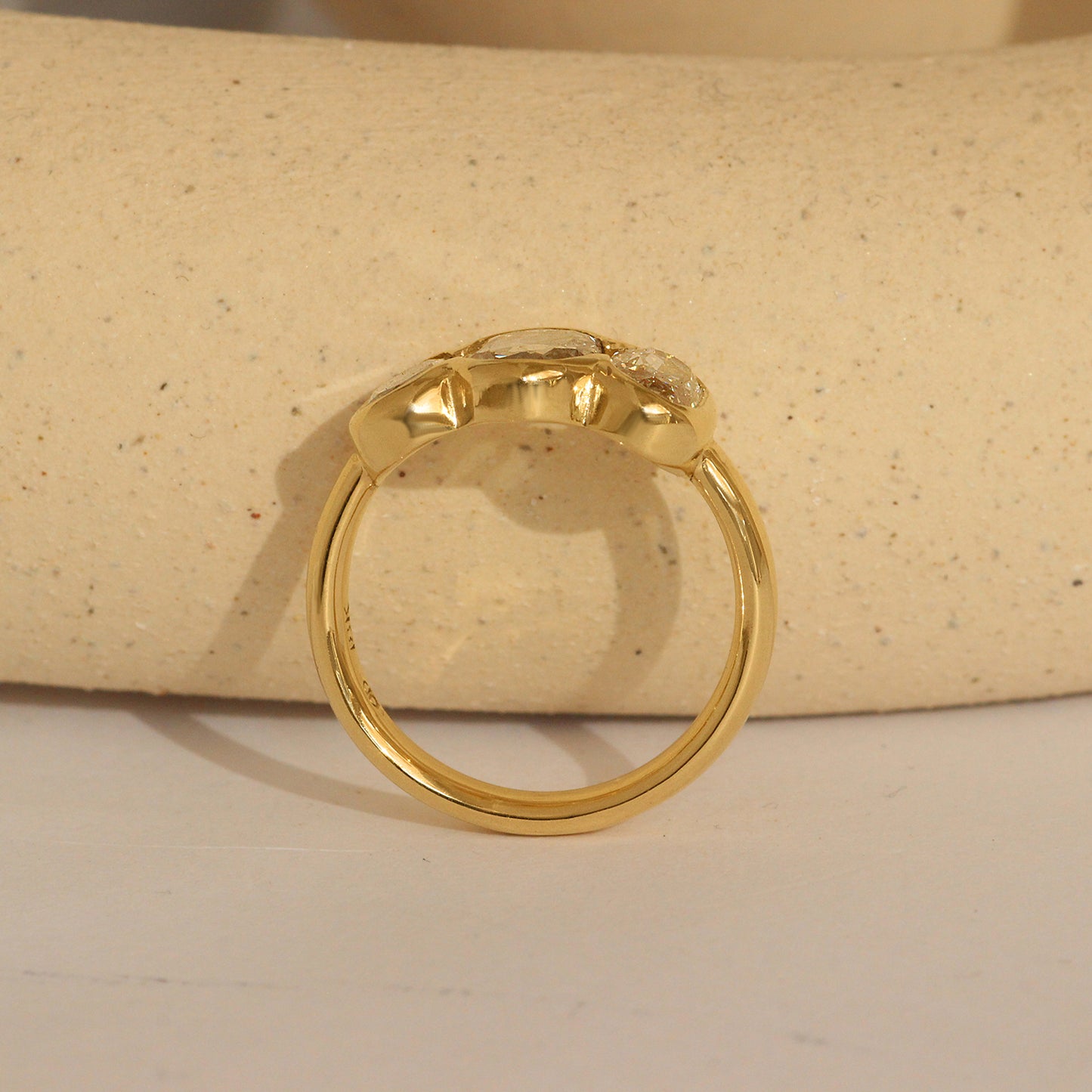 Lifestyle side view of Clay 3 Ring Oval Natural Diamond 1.08ct by Goldpoint