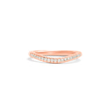Front view of Dome Band 2mm Soft Curve / Pave Round Diamonds / in 14k Rose Gold by Goldpoint Jewelry