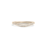Front view of Dome Band 2mm Soft Curve / Pave Round Diamonds / in 14k White Gold by Goldpoint Jewelry