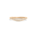 Front view of Dome Band 2mm Soft Curve / Pave Round Diamonds / in 14k Yellow Gold by Goldpoint Jewelry