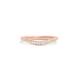 Front view of Dome Band 2mm Soft Curve / Pave Round Diamonds / in 18k Rose Gold by Goldpoint Jewelry