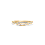 Front view of Dome Band 2mm Soft Curve / Pave Round Diamonds / in 18k Yellow Gold by Goldpoint Jewelry