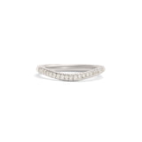Front view of Dome Band 2mm Soft Curve / Pave Round Diamonds / in Platinum by Goldpoint Jewelry