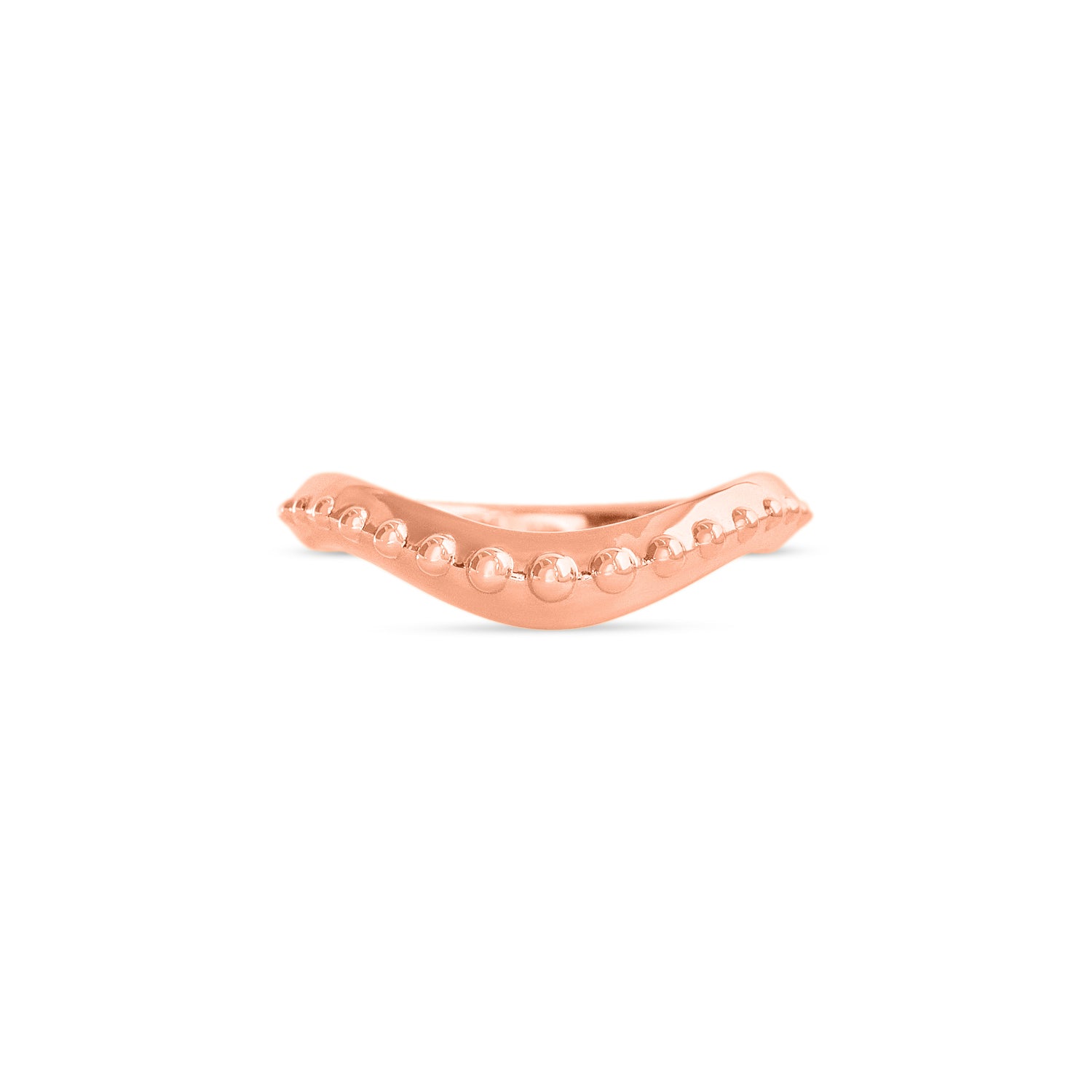 Front view of Dotty Band Deep Curve / in 14k Rose Gold by Goldpoint Jewelry