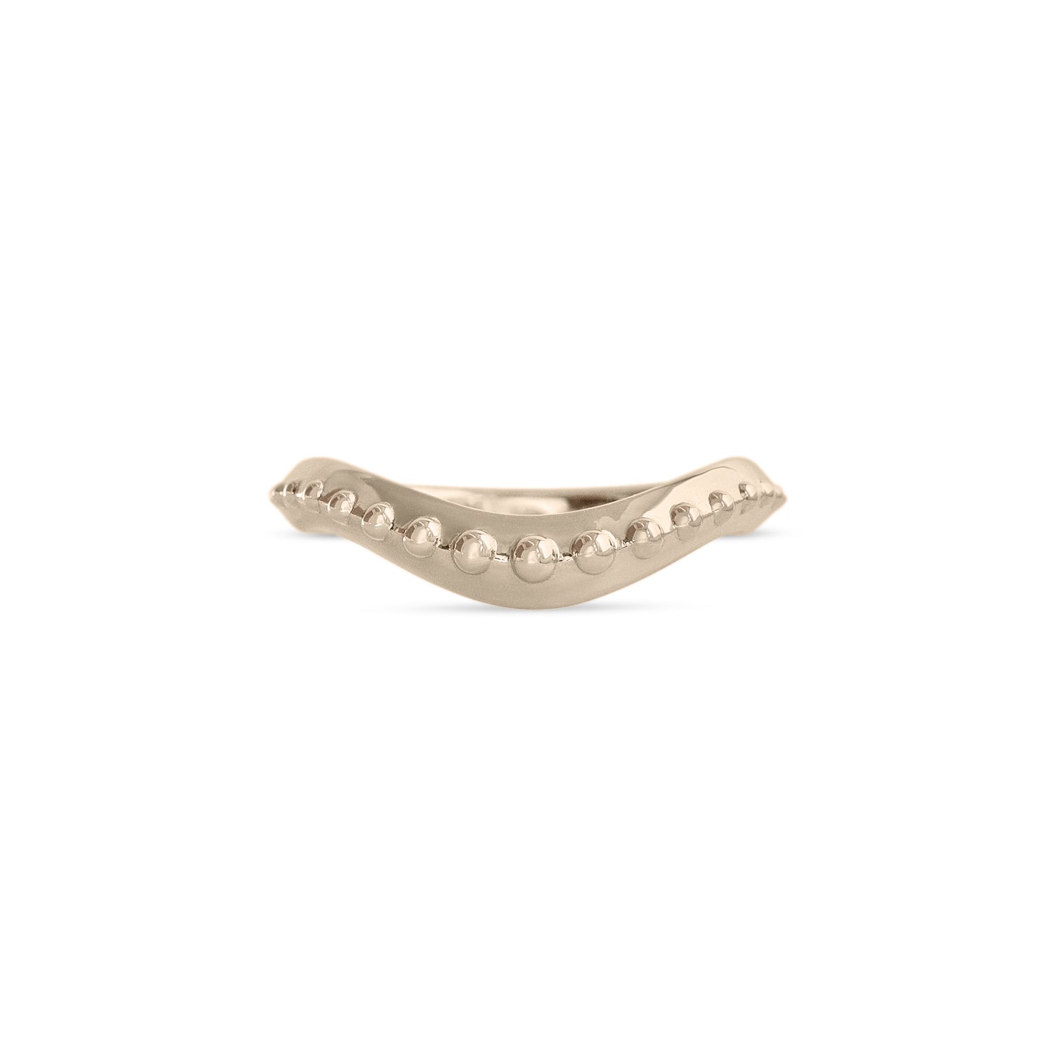 Front view of Dotty Band Deep Curve / in 14k White Gold by Goldpoint Jewelry