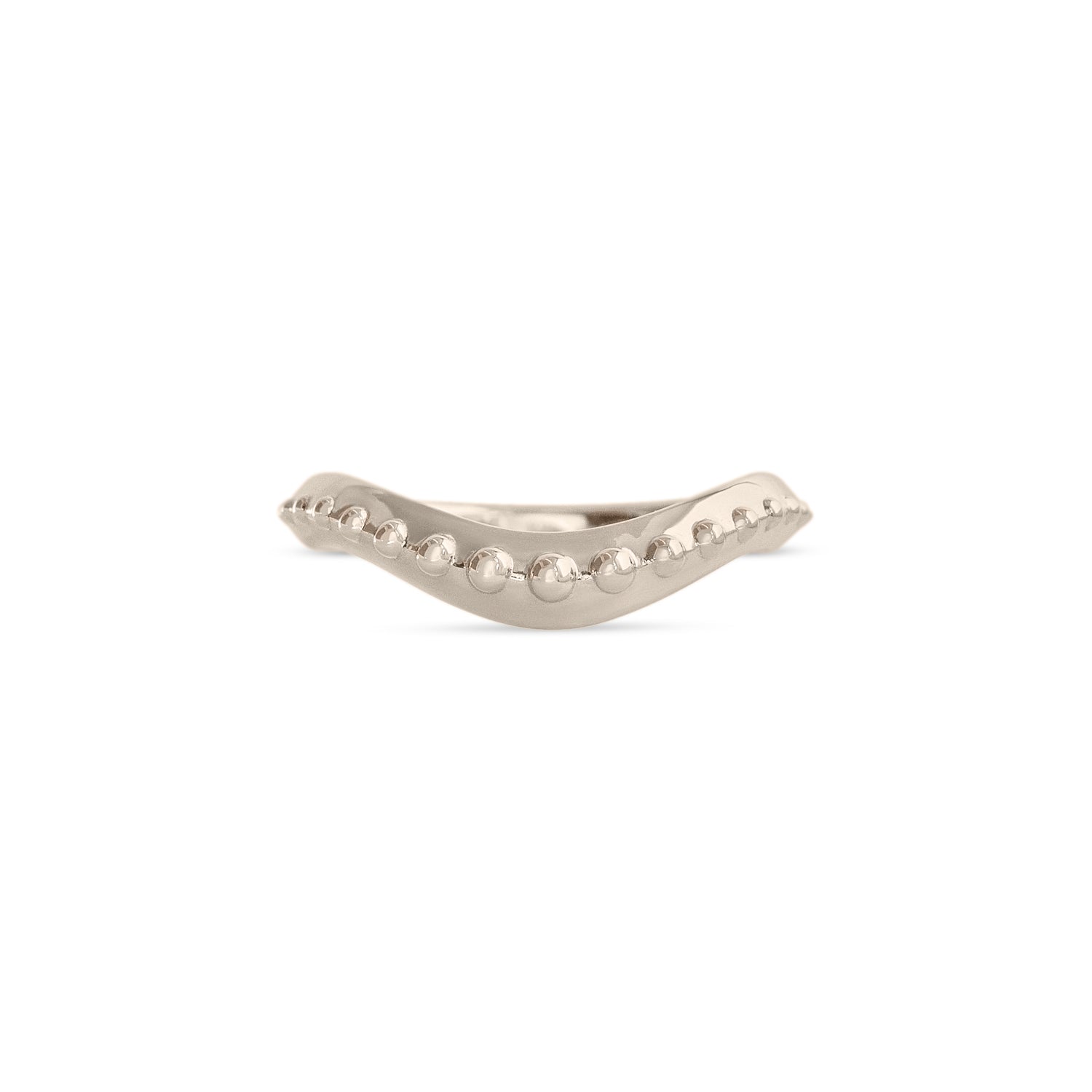 Front view of Dotty Band Deep Curve / in 18k White Gold by Goldpoint Jewelry
