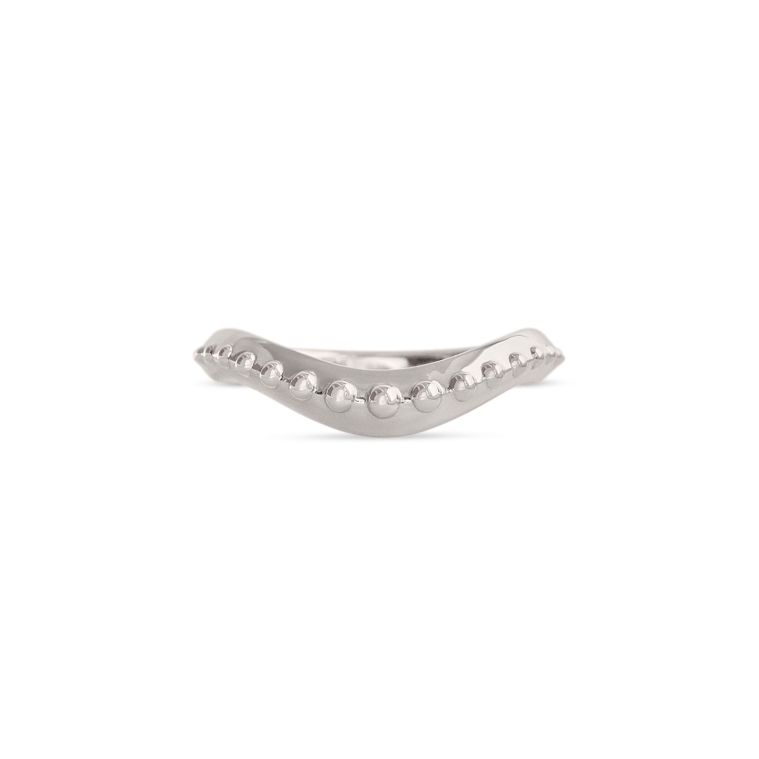 Front view of Dotty Band Deep Curve / in Platinum by Goldpoint Jewelry