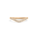 Front view of Flat Band 2mm Deep Curve / Pave Round Diamonds / in 14k Yellow Gold by Goldpoint Jewelry