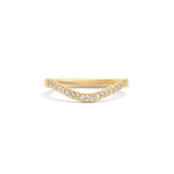 Front view of Flat Band 2mm Deep Curve / Pave Round Diamonds / in 18k Yellow Gold by Goldpoint Jewelry