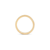 Side profile view of Cornice Band Deep Curve / Pave Round Diamonds / in 14k Yellow Gold by Goldpoint Jewelry