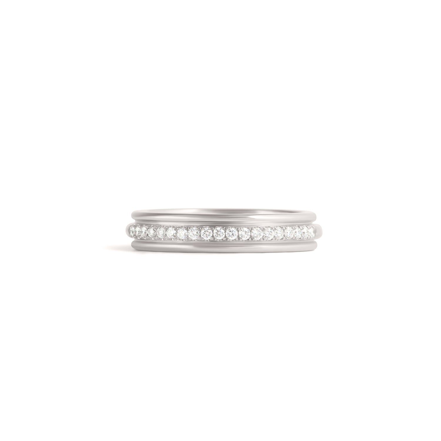 Front view of Cornice Band / Pave Round Diamonds in platinum