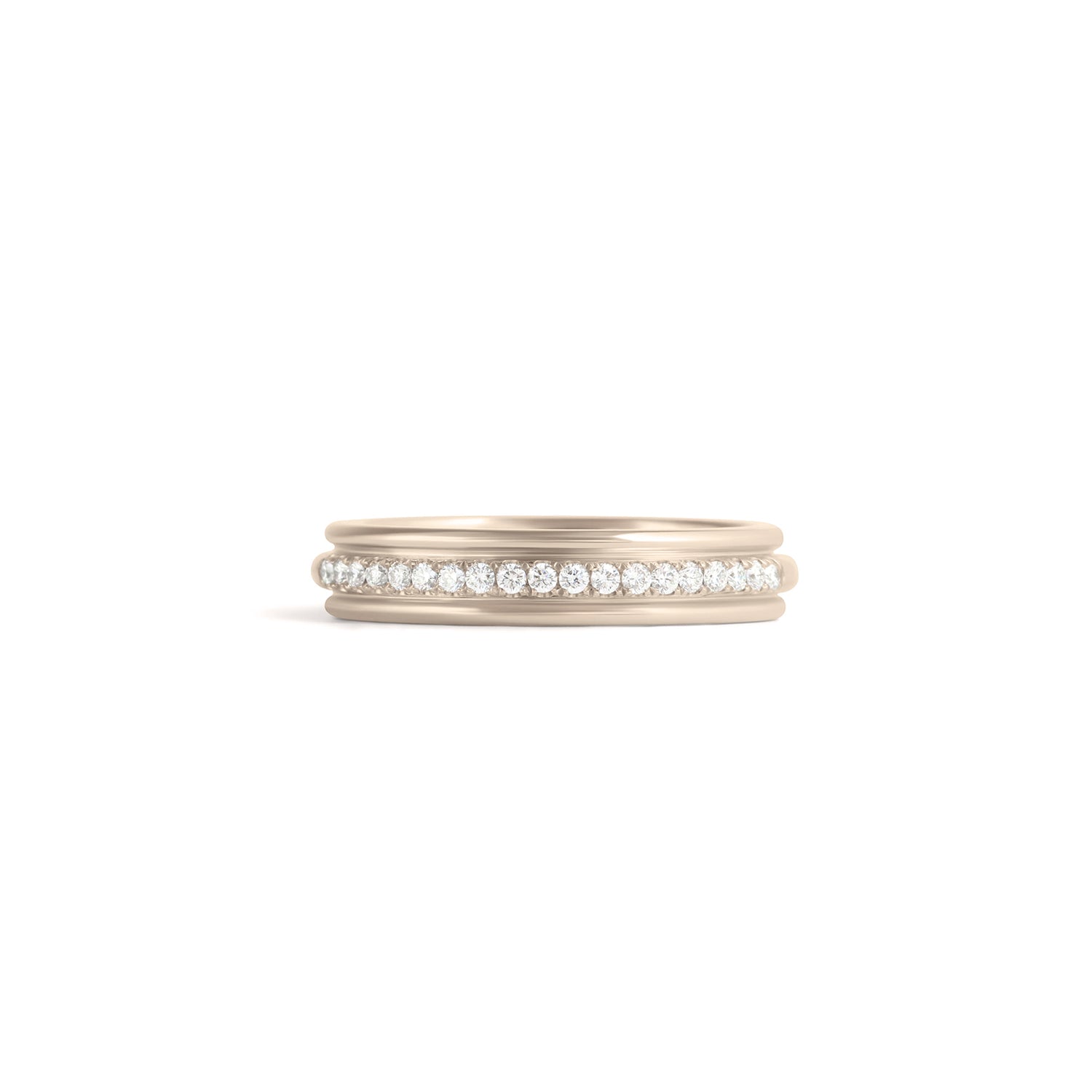 Front view of Cornice Band / Pave Round Diamonds in 14k white gold