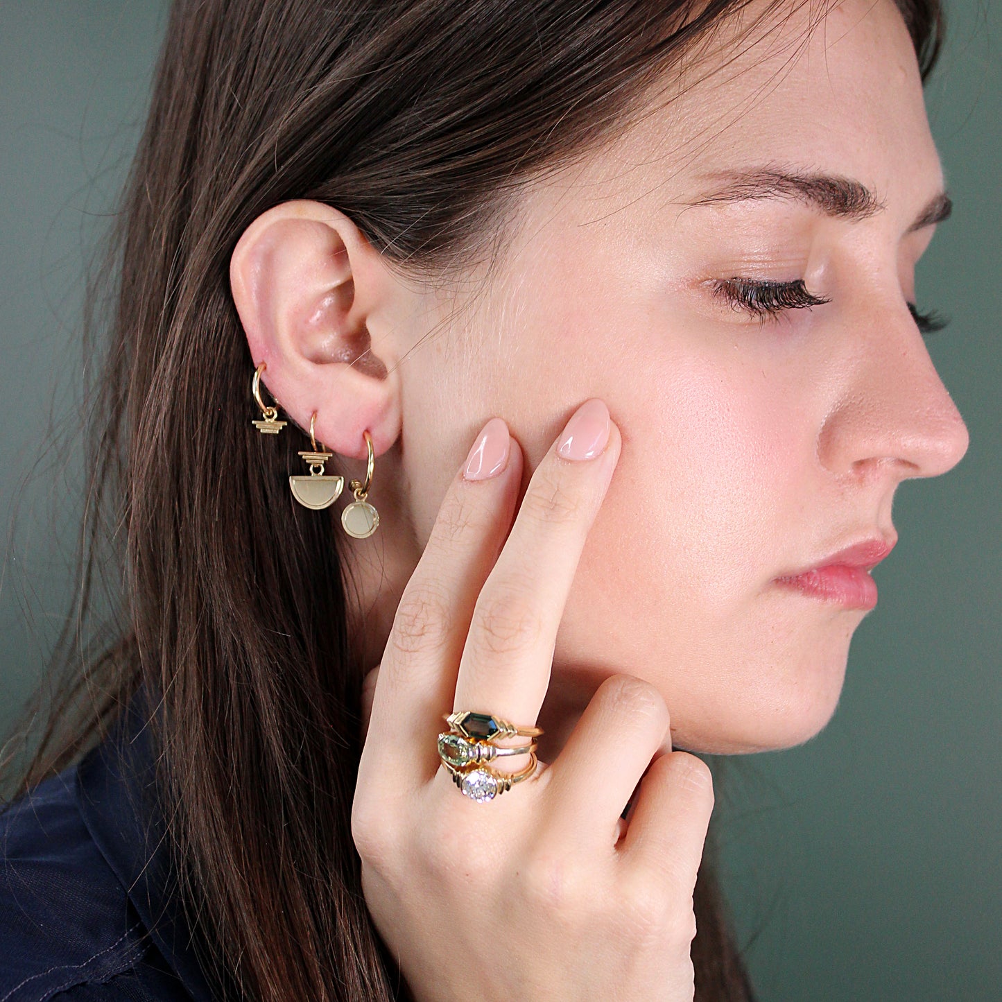 Step Frame Charm / Half Moon by Goldpoint