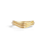 Front view of Cornice Band Deep Curve in 14k yellow gold