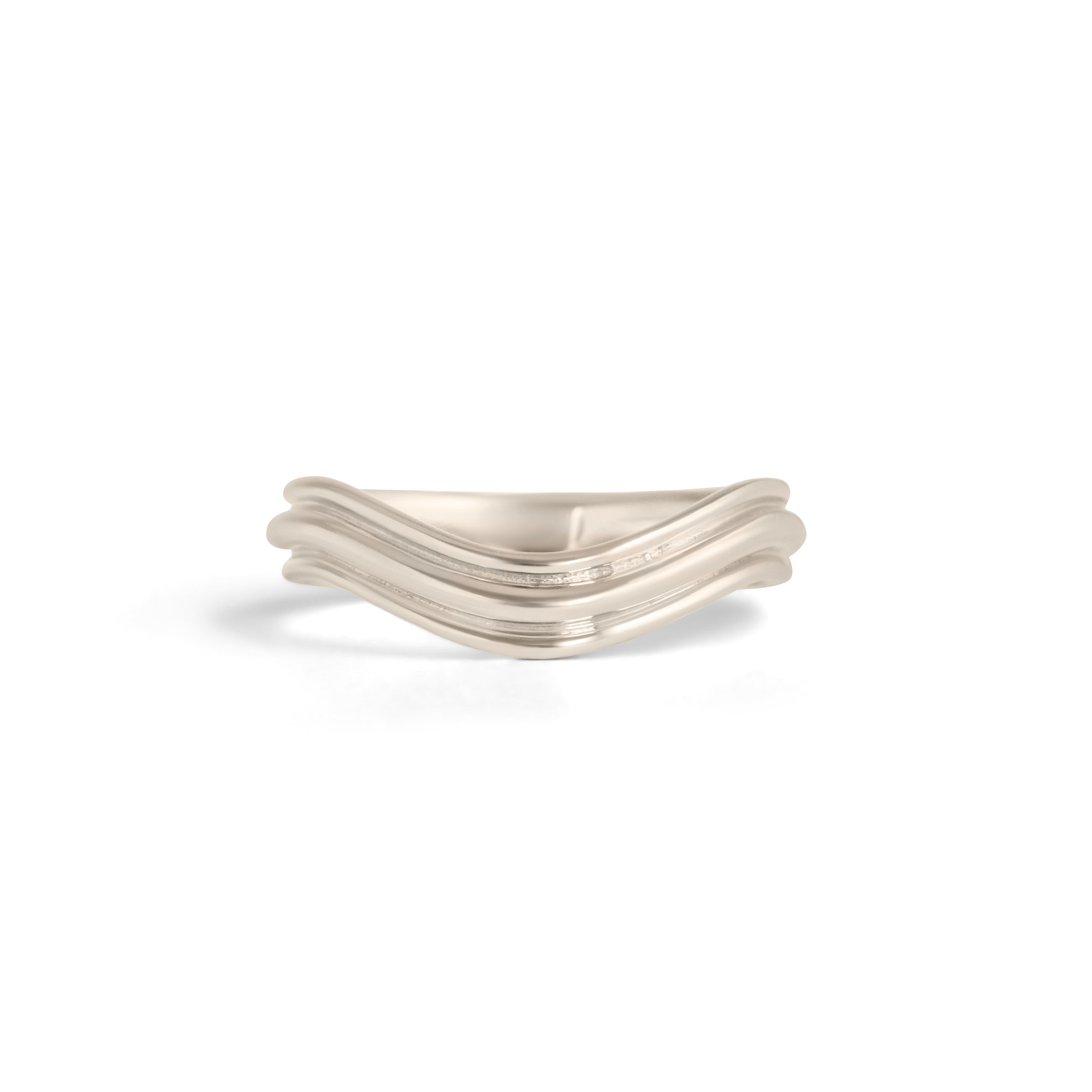 Front view of Cornice Band Deep Curve / in 18k White Gold by Goldpoint Jewelry