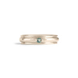 Front view of Cornice Band Wide / Bead Sapphire in 14k White Gold by Goldpoint Jewelry
