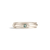 Front view of Cornice Band Wide / Bead Sapphire in 18k White Gold by Goldpoint Jewelry