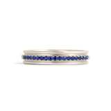 Front view of Cornice Band / Pave Round Sapphires / in 18k White Gold by Goldpoint Jewelry