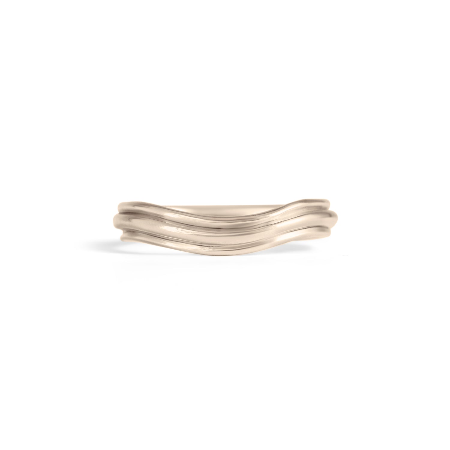 Front view of Cornice Band Soft Curve in 14k white gold by Goldpoint Jewelry