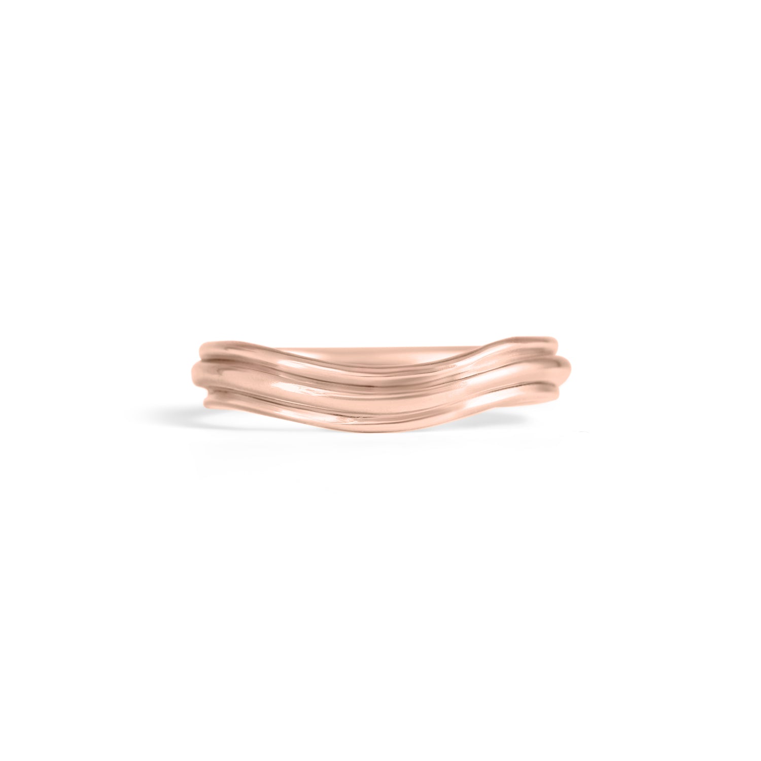 Front view of Cornice Band Soft Curve in 18k rose gold by Goldpoint Jewelry